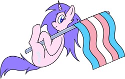 Size: 1024x653 | Tagged: safe, artist:tyrannisumbra, imported from derpibooru, oc, oc only, oc:spellweaver, pony, unicorn, female, flag, pride, pride flag, simple background, smiling, solo, transgender, transgender pride flag, transparent background