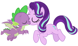 Size: 4398x2631 | Tagged: safe, artist:dragonchaser123, artist:tardifice, imported from derpibooru, spike, starlight glimmer, dragon, pony, unicorn, eyes closed, female, kissing, male, shipping, simple background, sparlight, straight, transparent background, vector, winged spike