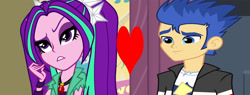 Size: 1620x618 | Tagged: safe, imported from derpibooru, aria blaze, flash sentry, equestria girls, equestria girls (movie), rainbow rocks, female, flasharia, heart, male, shipping, shipping domino, straight