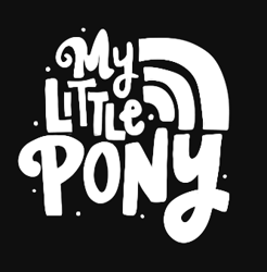 Size: 333x338 | Tagged: safe, imported from derpibooru, black and white, black background, g5, grayscale, monochrome, my little pony logo, pony history, simple background