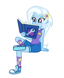 Size: 1024x1255 | Tagged: safe, artist:gmaplay, imported from derpibooru, trixie, human, equestria girls, legend of everfree, book, camp everfree, camp everfree outfits, clothes, converse, cute, diatrixes, reading, shoes, simple background, solo, transparent background, vector