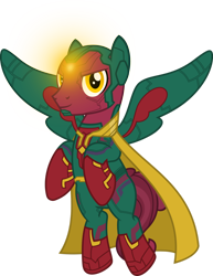 Size: 1280x1656 | Tagged: safe, artist:mlp-trailgrazer, imported from derpibooru, oc, oc only, oc:crosser buck, pegasus, pony, clothes, cosplay, costume, male, simple background, solo, stallion, transparent background, vision (marvel comics), vision (marvel)