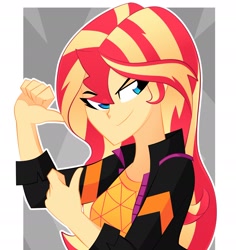 Size: 2248x2383 | Tagged: safe, artist:xan-gelx, imported from derpibooru, sunset shimmer, equestria girls, bust, female, high res, smugset shimmer, solo, solo female, thumbs up