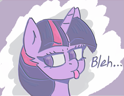 Size: 2147x1656 | Tagged: safe, artist:endo, imported from derpibooru, twilight sparkle, pony, unicorn, :p, angry, bleh, female, simple background, solo, solo female, text, tongue out