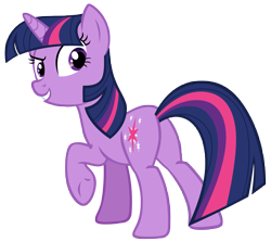 Size: 7583x6759 | Tagged: safe, artist:andoanimalia, imported from derpibooru, twilight sparkle, pony, unicorn, magical mystery cure, butt, female, grin, looking back, mare, plot, raised hoof, simple background, smiling, solo, transparent background, twibutt, unicorn twilight, vector