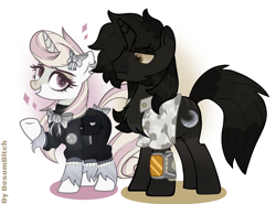 Size: 4096x3029 | Tagged: source needed, useless source url, safe, artist:besomb1tch, imported from derpibooru, oc, pony, unicorn, fallout equestria, base used, clothes, cutie mark, dark, female, foe, male, piercing, pipbuck, simple background, white background