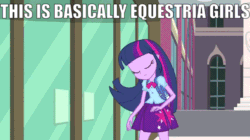 Size: 856x480 | Tagged: safe, edit, edited screencap, imported from derpibooru, screencap, twilight sparkle, equestria girls, equestria girls (movie), animated, op is a duck, op is trying to start shit, seizure warning, solo, text