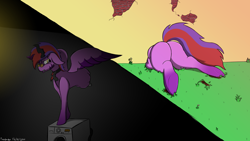 Size: 3264x1836 | Tagged: safe, artist:firestarter, imported from derpibooru, oc, oc only, alicorn, pony, alicorn oc, basement, belt, bricks, butt, buttstuck, colored hooves, colored wings, fat, floppy ears, glasses, grass, gritted teeth, high res, horn, male, plot, solo, stallion, stuck, through wall, underhoof, washing machine, wings