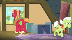 Size: 1920x1080 | Tagged: safe, imported from derpibooru, screencap, big macintosh, granny smith, earth pony, pony, brotherhooves social, butt, female, male, mare, plot, stallion