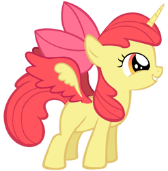 Size: 8059x8200 | Tagged: safe, artist:laszlvfx, imported from derpibooru, apple bloom, alicorn, pony, absurd resolution, alicornified, blank flank, bloomicorn, race swap, simple background, solo, transparent background, vector