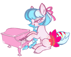 Size: 1203x969 | Tagged: safe, artist:misspinka, imported from derpibooru, oc, oc only, oc:star leaves, earth pony, pony, augmented tail, female, mare, musical instrument, piano, simple background, solo, transparent background