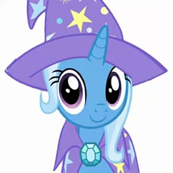 Size: 540x540 | Tagged: safe, artist:kqaii, edit, edited screencap, imported from derpibooru, screencap, trixie, pony, unicorn, uncommon bond, cape, clothes, cute, diatrixes, episode needed, female, hat, looking at you, needs more jpeg, not a vector, simple background, solo, trixie's cape, trixie's hat, white background