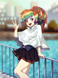 Size: 2001x2688 | Tagged: safe, artist:rileyav, imported from derpibooru, rainbow dash, human, equestria girls, adorasexy, anime, azur lane, cleveland (azur lane), clothes, cute, dashabetes, female, high res, human coloration, humanized, sexy, skirt, solo, stupid sexy rainbow dash