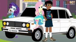 Size: 1920x1080 | Tagged: safe, artist:edy_january, imported from derpibooru, fluttershy, rarity, oc, oc:edy january, equestria girls, car, hardbass, hardbass school, lada, vehicle