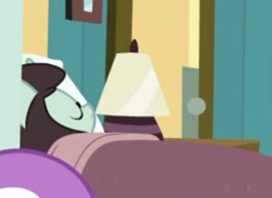 Size: 713x519 | Tagged: safe, imported from derpibooru, screencap, sprout greenhoof, pony, unicorn, between dark and dawn, background pony, bed, cropped, female, las pegasus resident, mare, sleeping, solo