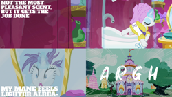 Size: 2000x1125 | Tagged: safe, edit, edited screencap, editor:quoterific, imported from derpibooru, screencap, rarity, it isn't the mane thing about you, bathrobe, bathtub, carousel boutique, clothes, floppy ears, robe