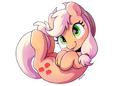 Size: 1024x724 | Tagged: safe, artist:mochi_nation, imported from derpibooru, applejack, earth pony, pony, cute, daaaaaaaaaaaw, freckles, jackabetes, silly, silly pony, simple background, solo, tongue out, white background, who's a silly pony