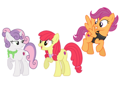 Size: 1280x906 | Tagged: safe, artist:tenderrain-art, artist:tenderrain46, imported from derpibooru, apple bloom, scootaloo, sweetie belle, earth pony, pegasus, pony, unicorn, cutie mark crusaders, female, mare, older, scootaloo can fly, simple background, transparent background