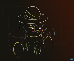 Size: 700x577 | Tagged: safe, artist:quint-t-w, imported from derpibooru, daring do, pegasus, pony, bust, cd, clothes, gradient background, hat, minimalist, modern art, pith helmet, raised eyebrow, solo