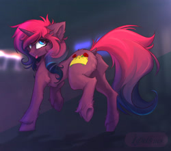 Size: 3397x3000 | Tagged: safe, alternate version, artist:ignis, imported from derpibooru, oc, oc only, oc:rozaline sassyfangs, pony, unicorn, :p, butt, looking up, plot, tongue out, underhoof