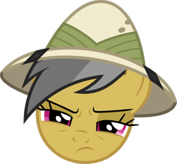Size: 1200x1112 | Tagged: safe, artist:dashiesparkle, edit, editor:damaged, imported from derpibooru, daring do, pegasus, pony, .svg available, daring do is not amused, face, female, hat, looking at you, safari hat, simple background, solo, transparent background, unamused, vector