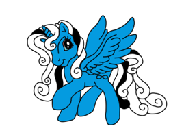 Size: 350x280 | Tagged: safe, artist:emalajiss36, imported from derpibooru, oc, oc only, oc:miss smile, alicorn, pony, alicorn oc, eyelashes, female, g3, horn, mare, raised hoof, simple background, solo, white background, wings