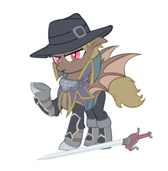 Size: 1198x1220 | Tagged: safe, artist:fighteramy, imported from derpibooru, bat pony, pony, looking at you, ponified, raphael sorel, solo, soul calibur, sword, weapon