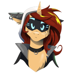 Size: 2000x2000 | Tagged: safe, artist:willoillo, imported from derpibooru, oc, oc only, oc:raven quill, cyborg, unicorn, horn, rule 63, simple background, transparent background, unicorn oc