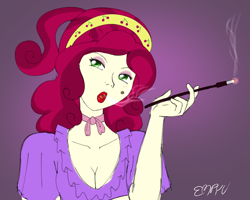 Size: 1000x800 | Tagged: safe, artist:empyu, artist:emypony, imported from derpibooru, cherry jubilee, human, equestria girls, 30 minute art challenge, cigarette, humanized, smoking, solo
