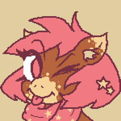 Size: 300x300 | Tagged: safe, artist:gorby, imported from derpibooru, oc, oc only, pony, clothes, female, looking at you, lowres, one eye closed, pixel art, scarf, solo, tongue out, wink, winking at you