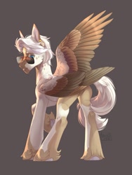 Size: 965x1280 | Tagged: safe, artist:basilllisk, imported from derpibooru, oc, oc only, pegasus, pony, commission, digital art, hooves, male, simple background, sitting, solo, spread wings, stallion, sunglasses, tail, wings