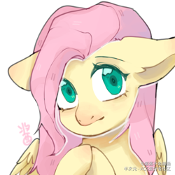 Size: 1080x1080 | Tagged: safe, artist:酱酱不会画画, imported from derpibooru, fluttershy, pegasus, pony, bust, cute, female, portrait, shyabetes, solo