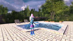 Size: 1920x1080 | Tagged: safe, artist:rygoespop, imported from derpibooru, trixie, equestria girls, 3d, poolside, source filmmaker