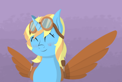 Size: 1920x1280 | Tagged: safe, artist:thistledsky, imported from derpibooru, oc, oc:skydreams, pony, unicorn, artificial wings, augmented, female, goggles, lineless, mare, wings