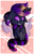 Size: 1017x1574 | Tagged: safe, artist:yuris, imported from derpibooru, oc, oc only, oc:nero, changeling, pony, abstract background, floppy ears, purple changeling, solo, two toned mane