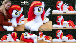 Size: 2200x1253 | Tagged: safe, artist:meplushyou, imported from derpibooru, oc, oc:diamond sun, human, pegasus, pony, commission, female, irl, irl human, life size, mare, photo, plushie