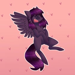 Size: 1000x1000 | Tagged: safe, artist:neonbugzz, imported from derpibooru, oc, oc only, pegasus, pony, eyes closed, heart, open mouth, pegasus oc, smiling, solo, wings