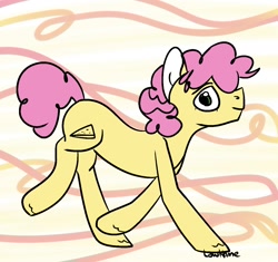 Size: 1262x1184 | Tagged: safe, artist:lowname, imported from derpibooru, li'l cheese, earth pony, pony, the last problem, abstract background, colt, male, signature, smiling, solo