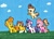 Size: 3199x2327 | Tagged: safe, artist:magicnova, derpibooru exclusive, imported from derpibooru, luster dawn, pound cake, princess flurry heart, pumpkin cake, oc, oc:starfire blaze, alicorn, pegasus, pony, unicorn, blaze (coat marking), brother and sister, cake twins, cloud, coat markings, colt, facial markings, female, filly, filly luster dawn, flying, grass, male, older, older flurry heart, older pound cake, older pumpkin cake, parent:starlight glimmer, parent:sunburst, siblings, socks (coat marking), socks (coat markings), traditional art, twins, younger