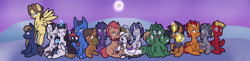 Size: 3300x800 | Tagged: safe, artist:star, imported from ponybooru, oc, oc only, oc:al dente, oc:booze hound, oc:brute, oc:fair trade, oc:feldspar, oc:flora, oc:golden touch, oc:green hoof, oc:greenhoof, oc:greenlight, oc:greensleeves, oc:hospik, oc:mary o'nette, oc:nova flux, oc:phoenix down, oc:star, oc:vesuvian matches, earth pony, pegasus, pony, unicorn, zebra, /mlp/, bouquet, bowtie, bride, clothes, crying, dress, female, flower, flower in hair, flying, fourcannon, groom, horn, looking at you, magic, male, mare, marriage, moon, night, oc x oc, shipping, stallion, telekinesis, veil, wall of tags, wedding, wedding dress, wedding veil, wings