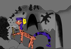 Size: 6000x4200 | Tagged: safe, altbooru exclusive, artist:havock, imported from ponybooru, oc, oc:debbie miner, pegasus, pony, cave, coal, cutie mark, dirty, hat, mine, mining, pegasus oc, pickaxe, rock, solo, soot, wings