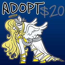 Size: 1000x1000 | Tagged: safe, artist:vodkamewtwoni, imported from derpibooru, oc, pegasus, pony, adoptable, angel, clothes, dress, halo, shoes, solo