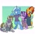 Size: 2048x2048 | Tagged: safe, artist:pfeffaroo, imported from derpibooru, maud pie, mudbriar, starlight glimmer, sunburst, trixie, earth pony, pony, unicorn, bipedal, bottomless, clothes, eyes closed, female, glasses, group, hoodie, lidded eyes, magic, male, mare, partial nudity, sitting, smiling, stallion, standing, telekinesis, tongue out