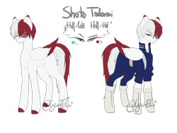 Size: 4000x3000 | Tagged: safe, artist:minelvi, imported from derpibooru, pegasus, pony, clothes, colored hooves, heterochromia, male, my hero academia, ponified, reference sheet, shoto todoroki, signature, simple background, sombra eyes, stallion, transparent background