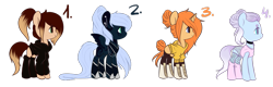 Size: 1087x347 | Tagged: safe, artist:minelvi, imported from derpibooru, oc, oc only, earth pony, pegasus, pony, unicorn, base used, choker, clothes, ear piercing, earth pony oc, horn, pegasus oc, piercing, shoes, simple background, socks, transparent background, unicorn oc, wings