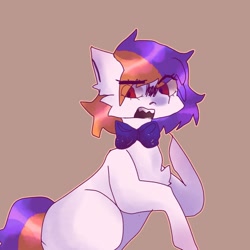 Size: 1000x1000 | Tagged: safe, artist:neonbugzz, imported from derpibooru, oc, oc only, earth pony, pony, bowtie, chest fluff, earth pony oc, open mouth, raised hoof, simple background, solo