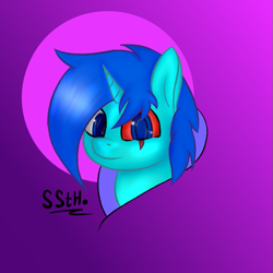 Size: 837x836 | Tagged: safe, artist:supershadow_th, imported from derpibooru, oc, oc:tz055, pony, unicorn, blue, purple, solo