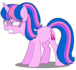 Size: 1314x1210 | Tagged: safe, artist:muhammad yunus, artist:tanahgrogot, imported from derpibooru, oc, oc only, oc:hsu amity, pony, unicorn, alternate cutie mark, angry, base used, female, glasses, gritted teeth, mare, missing wing, no clothes, not twilight sparkle, simple background, solo, teeth, transparent background, upset