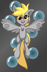 Size: 707x1071 | Tagged: safe, artist:zeka10000, imported from derpibooru, derpy hooves, pegasus, pony, alternate hairstyle, bubble, cheek fluff, derp, ear fluff, female, filly, frog (hoof), happy, looking at you, open mouth, pixel art, simple background, underhoof