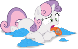Size: 6001x3759 | Tagged: safe, artist:frownfactory, imported from derpibooru, sweetie belle, pony, unicorn, for whom the sweetie belle toils, blank flank, blech, female, filly, horn, impossibly large tongue, simple background, solo, taste buds, tongue out, transparent background, vector